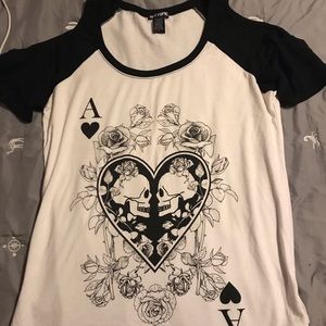 Hot Topic cold shoulder skeleton playing card top